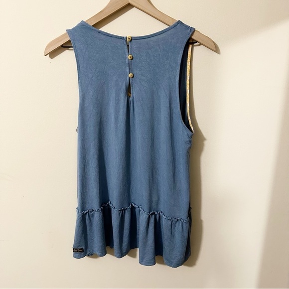 Matilda Jane Womens Blue Ruffle Tank Top Back Buttons Sz. Medium - Picture 2 of 8